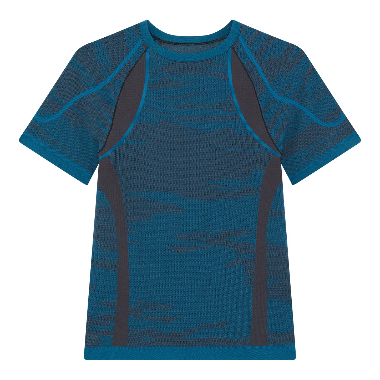 INDIAN OCEAN SHORT SLEEVE SEAMLESS KNIT COMPRESSION - TEAL/ANTHRACITE