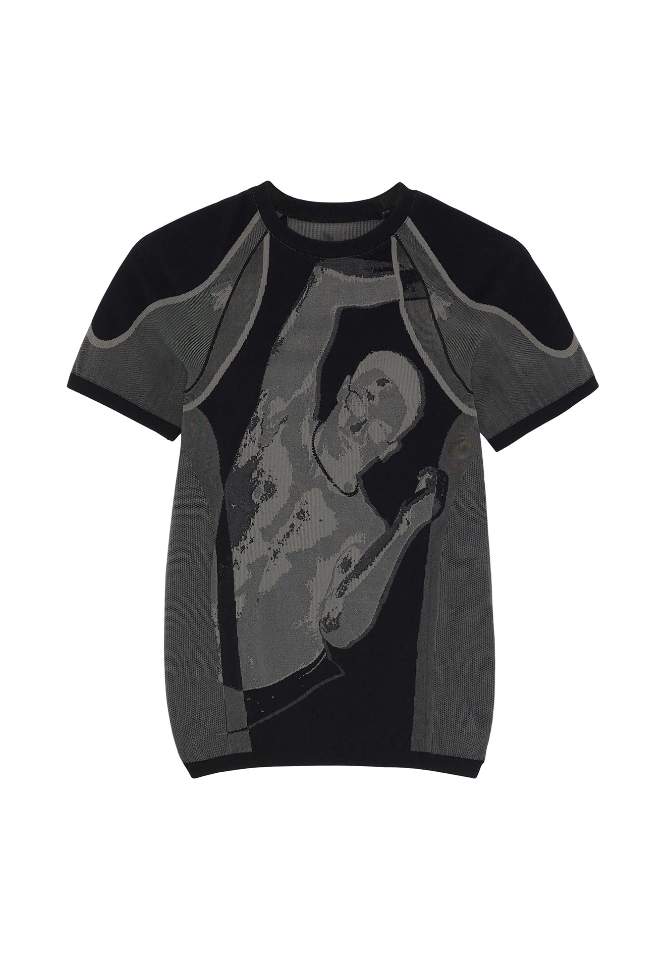 SKANKING CONTOUR SHORT SLEEVE TOP - GREY/BLACK